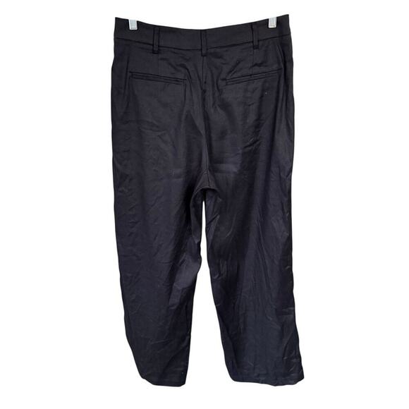 Rails Marnie Black Linen Blend Pants 8 High Waist Pleats Straight Quiet Luxury - Picture 3 of 11